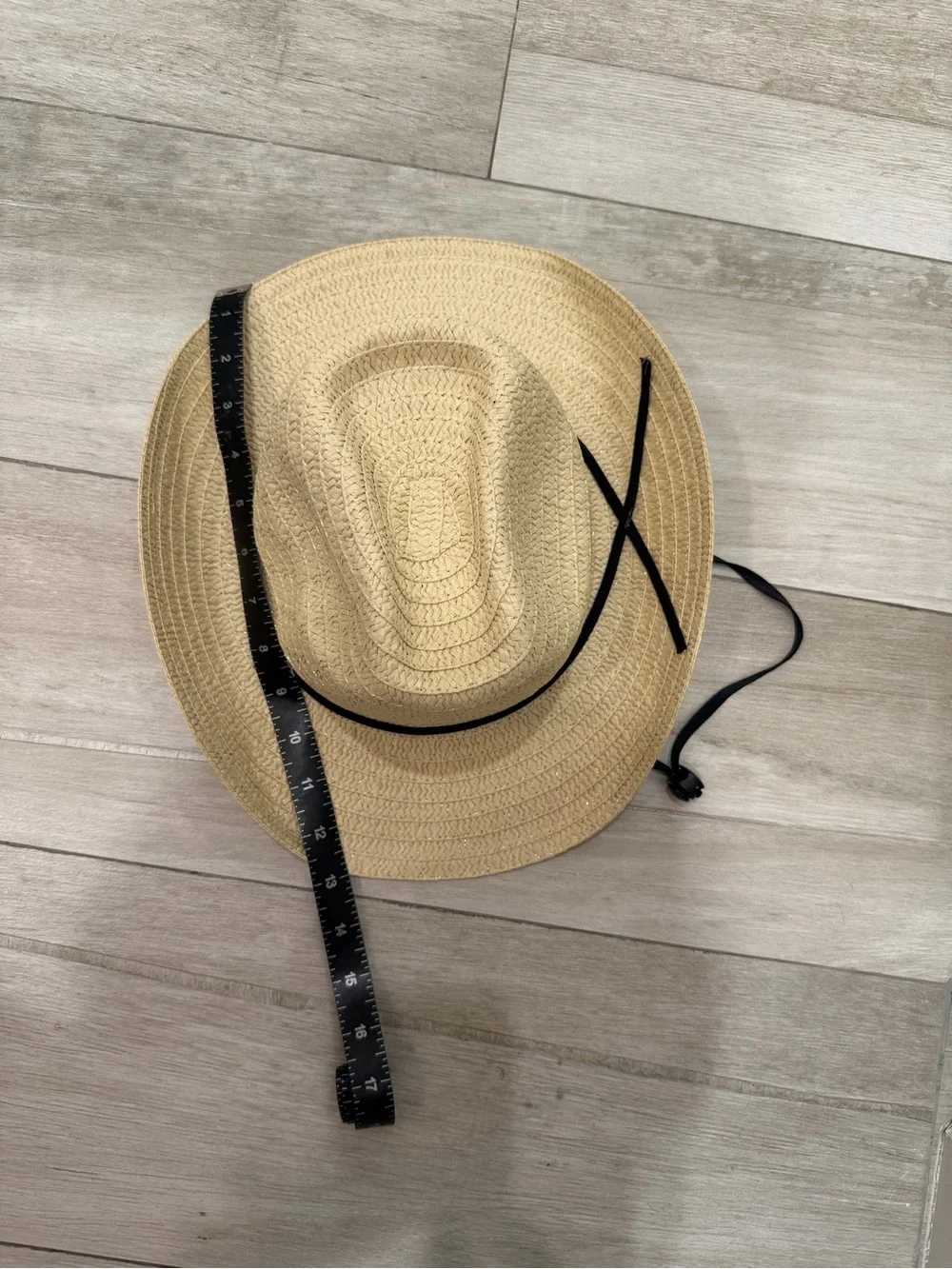 Kids Straw cowboy western Sun Hat with Black Chin Strap - Natural